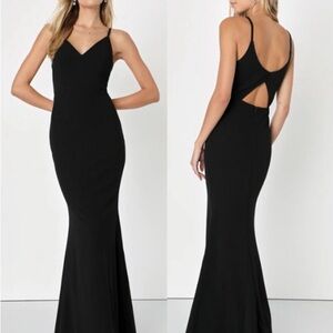 Lulu's “Moments of Bliss” Classic Black Dress with button back